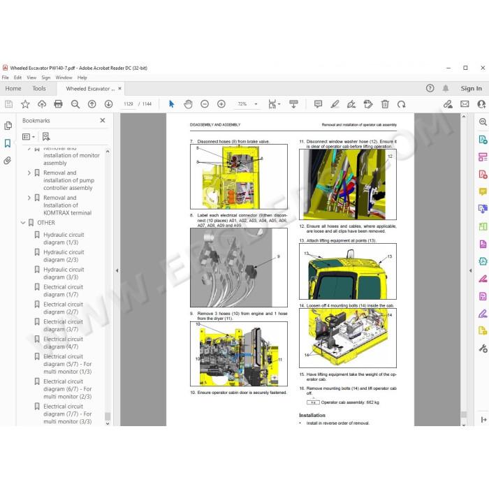 Komatsu Wheeled Excavator PW140-7 service & repair manual