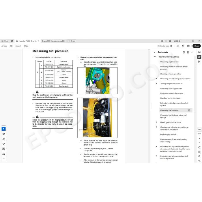 Komatsu Wheeled Excavator PW148-10 service & repair manual