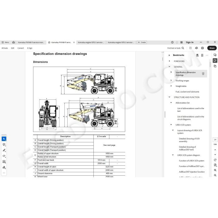 Komatsu Wheeled Excavator PW148-11 service & repair manual