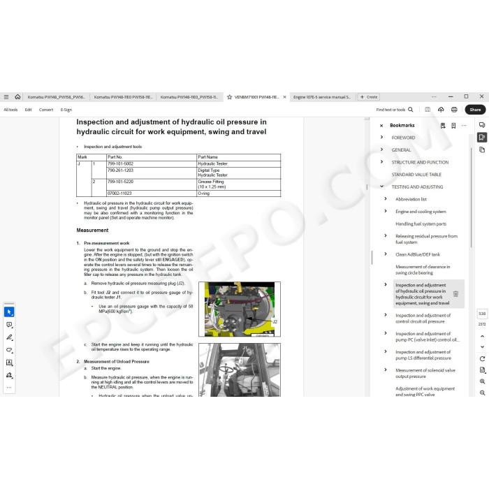 Komatsu Wheeled Excavator PW148-11E0 PW158-11E0 service & repair manual