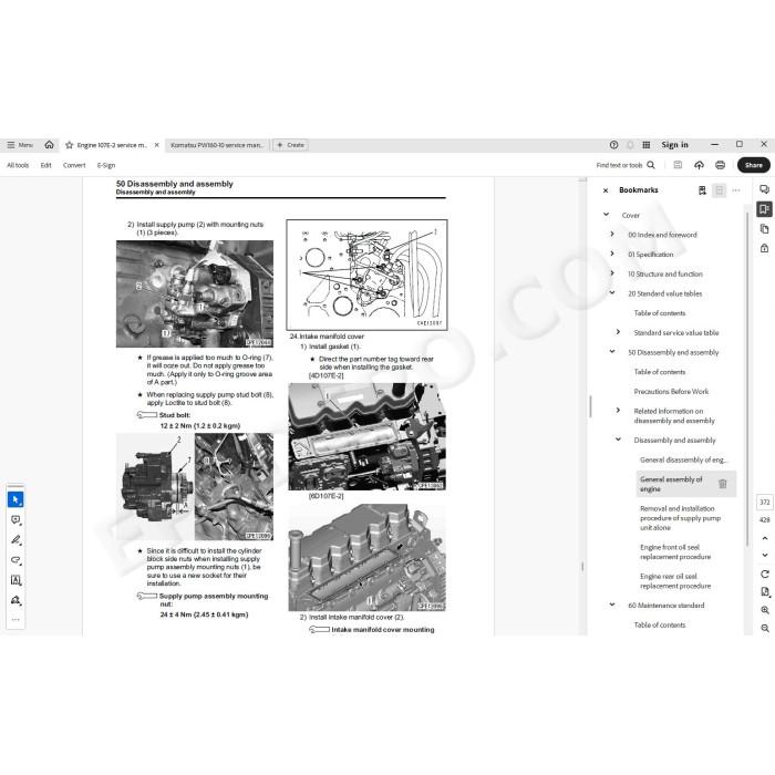 Komatsu Wheeled Excavator PW160-10 service & repair manual