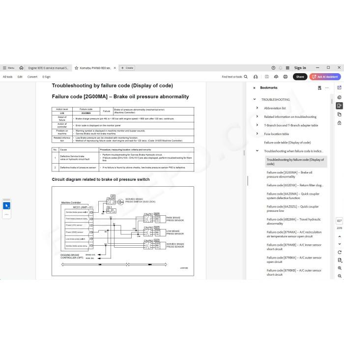 Komatsu Wheeled Excavator PW160-11E0 service & repair manual
