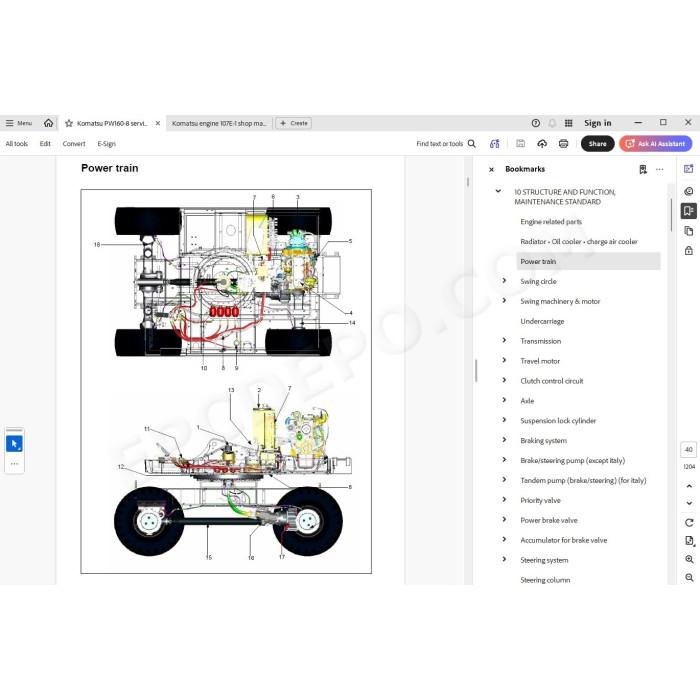 Komatsu Wheeled Excavator PW160-8 service & repair manual