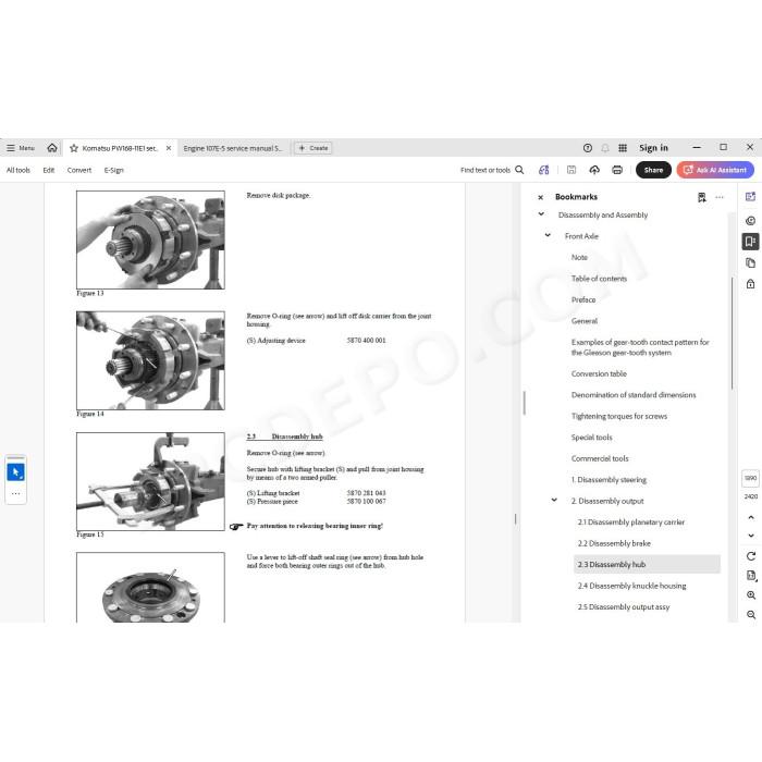 Komatsu Wheeled Excavator PW168-11E1 service & repair manual