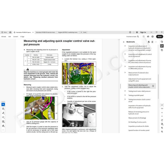 Komatsu Wheeled Excavator PW180-10 service & repair manual