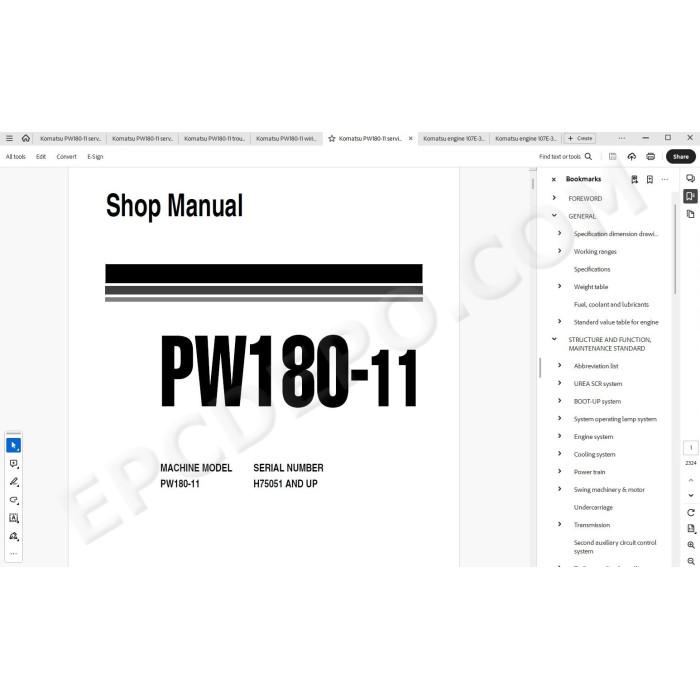Komatsu Wheeled Excavator PW180-11 service & repair manual