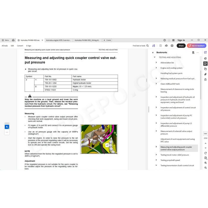 Komatsu Wheeled Excavator PW180-11E0 service & repair manual