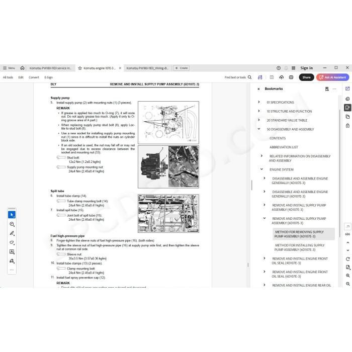 Komatsu Wheeled Excavator PW180-11E0 service & repair manual