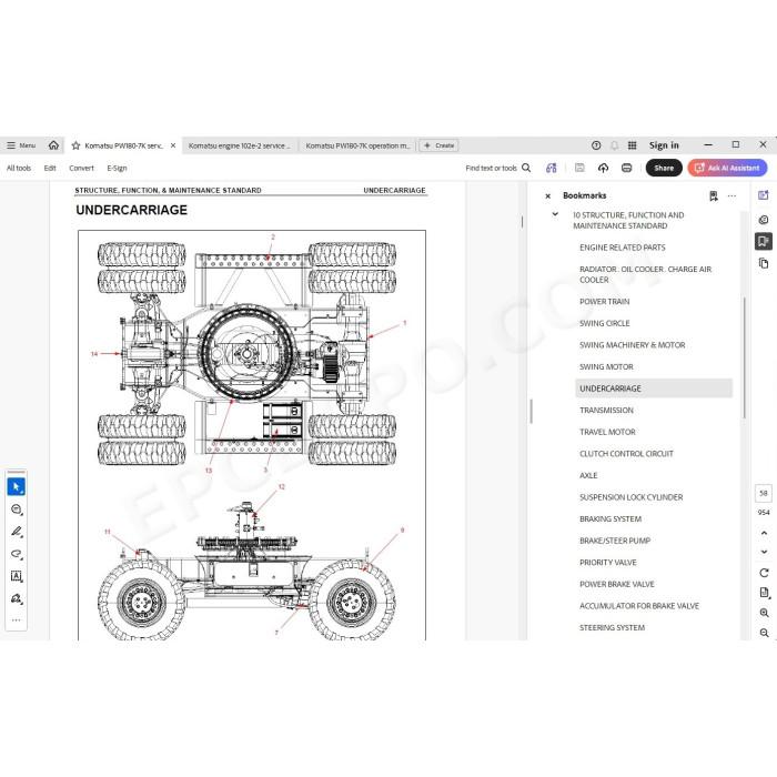 Komatsu Wheeled Excavator PW180-7K service & repair manual
