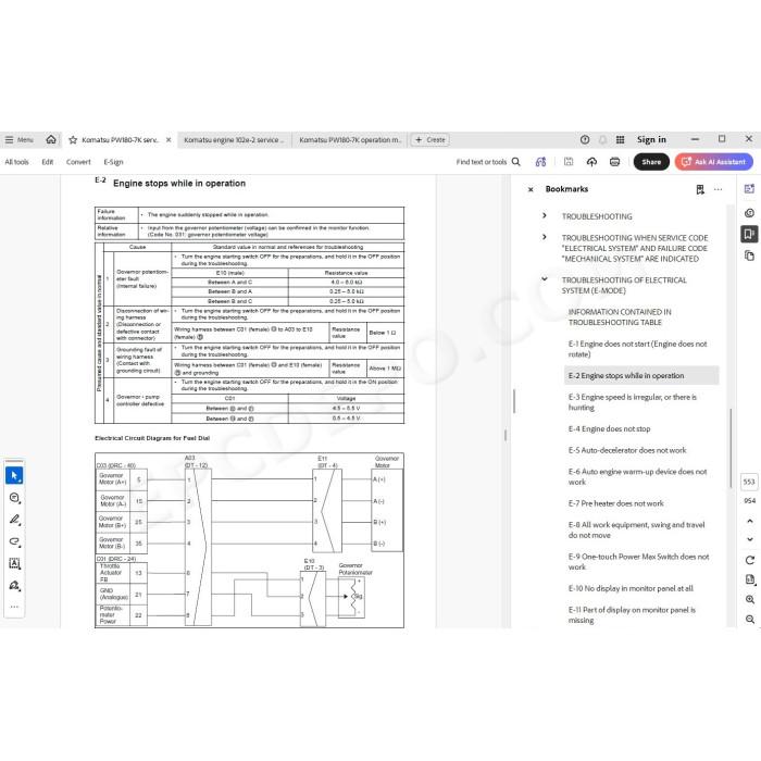 Komatsu Wheeled Excavator PW180-7K service & repair manual