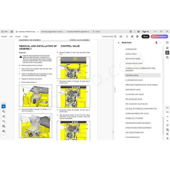 Komatsu Wheeled Excavator PW180-7K service & repair manual
