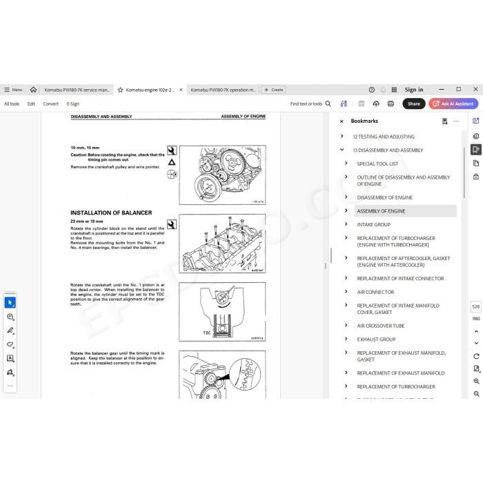 Komatsu Wheeled Excavator PW180-7K service & repair manual