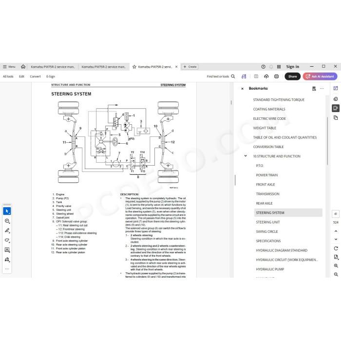 Komatsu Wheeled Excavator PW75R-2 service & repair manual