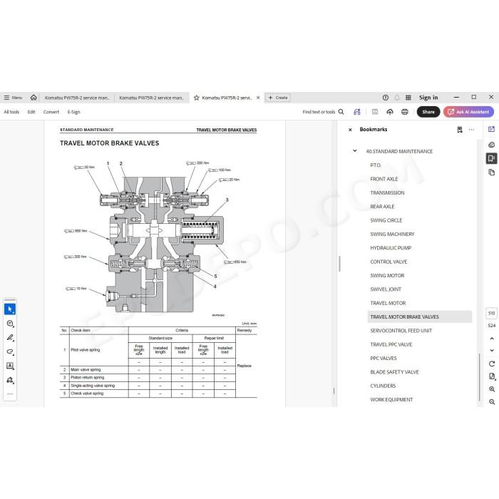 Komatsu Wheeled Excavator PW75R-2 service & repair manual