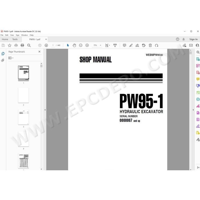 Komatsu Wheeled Excavator PW95-1 service & repair manual