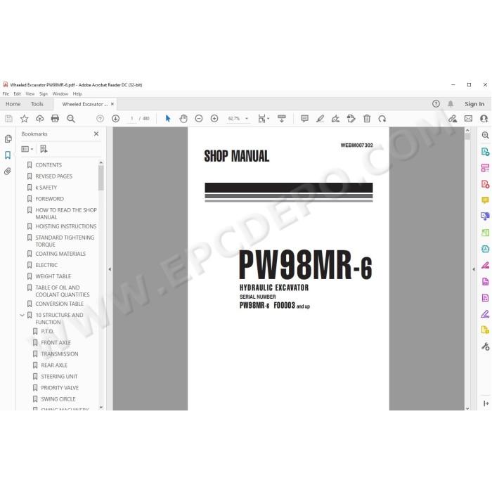 Komatsu Wheeled Excavator PW98MR-6 service & repair manual