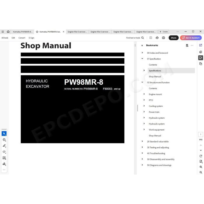 Komatsu Wheeled Excavator PW98MR-8 service & repair manual