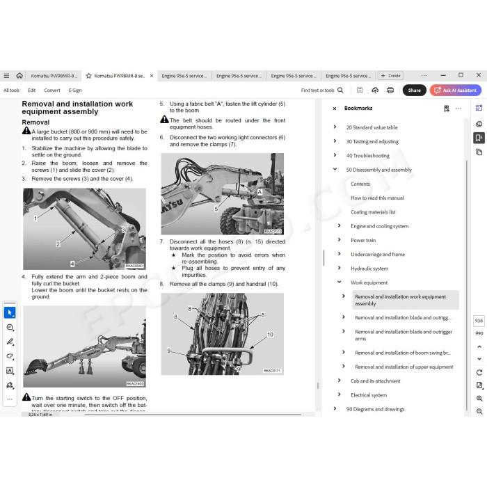 Komatsu Wheeled Excavator PW98MR-8 service & repair manual