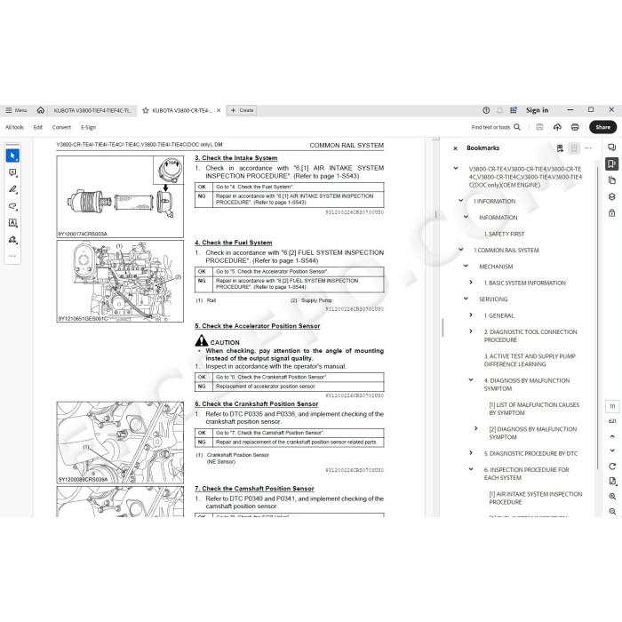 Kubota Engine V3800-TIEF4 V3800-TIEF4C V3800-TIEF4H workshop service manual