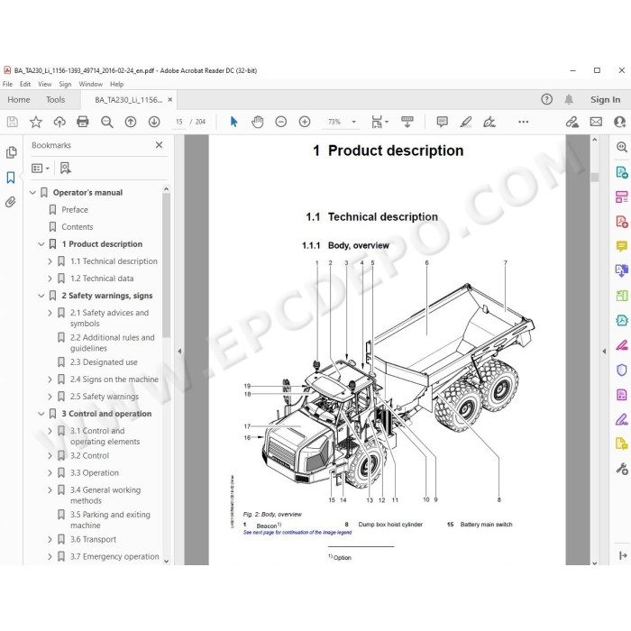 Liebherr Articulated Truck TA230 Tier 3 service & repair manual