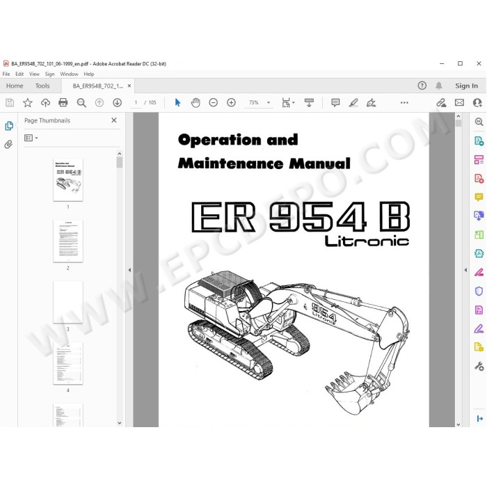 Liebherr Electric Drive Excavator ER954B ER974B ER984B Litronic service & repair manual