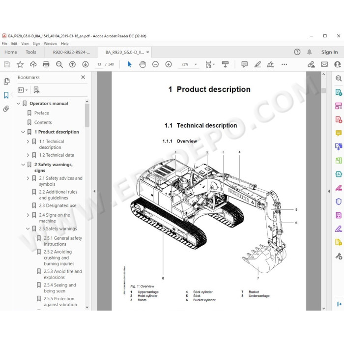 Liebherr Crawler Excavator R920 R922 R924 R925 Generation 5 service & repair manual