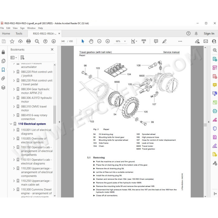 Liebherr Crawler Excavator R920 R922 R924 R925 Generation 5 service & repair manual