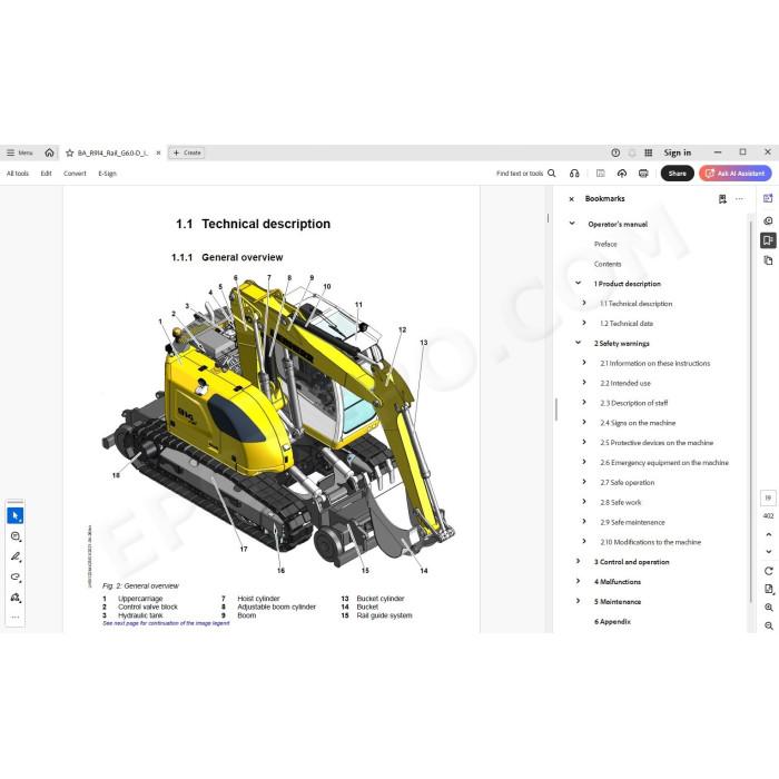 Liebherr Excavator R914 Rail Generation 6 service & repair manual