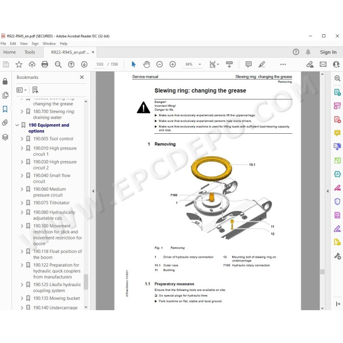 Liebherr Crawler Excavator R922 R924 R926 R928 R930 R934 R938 R945 Generation 8 service manual