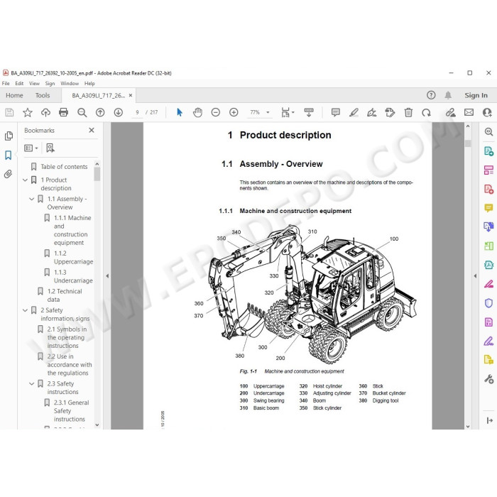 Liebherr Excavator A309 A311 A312 A314 A316 R313 R317 Litronic Tier 2 service manual