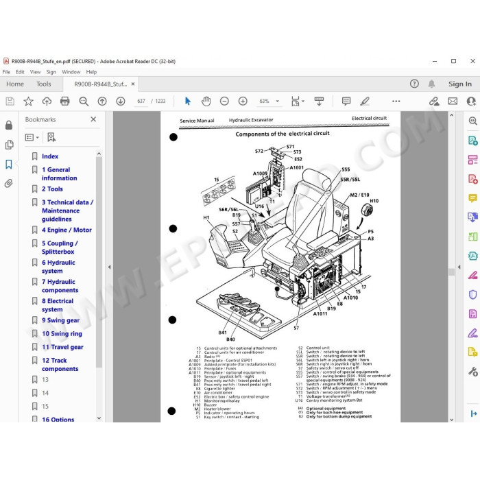Liebherr Crawler Excavator R900B R904 R914 R924 R934 R934B R944 R944B Litronic Tier 2 service manual