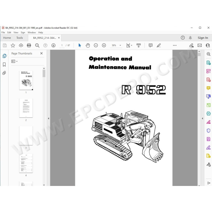 Liebherr Crawler Excavator R952 R962 R972 R982 Tier 2 service & repair manual