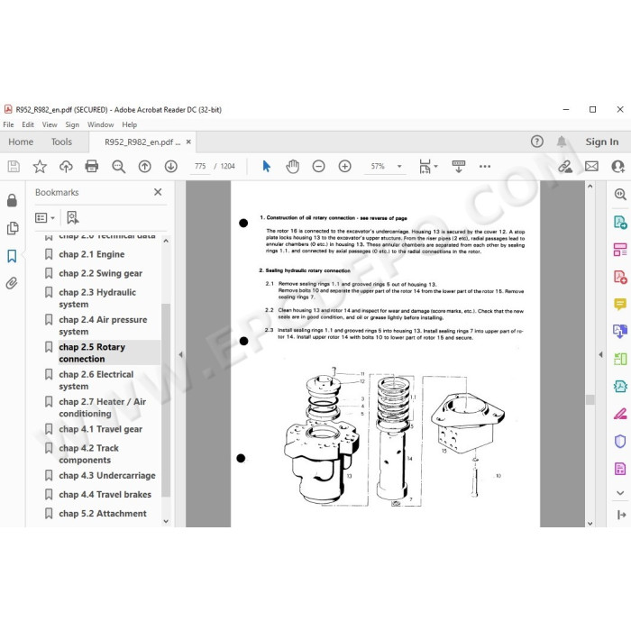 Liebherr Crawler Excavator R952 R962 R972 R982 Tier 2 service & repair manual