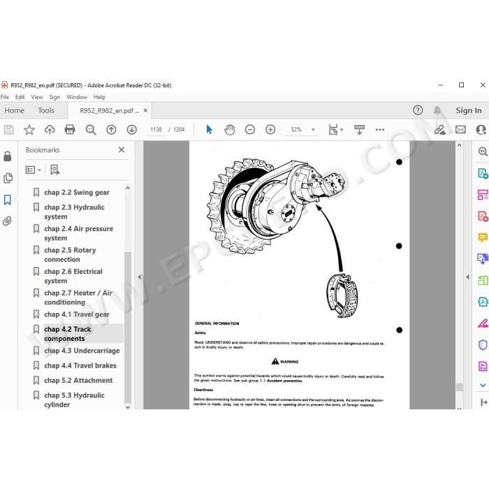Liebherr Crawler Excavator R952 R962 R972 R982 Tier 2 service & repair manual