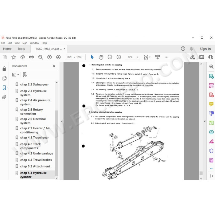 Liebherr Crawler Excavator R952 R962 R972 R982 Tier 2 service & repair manual