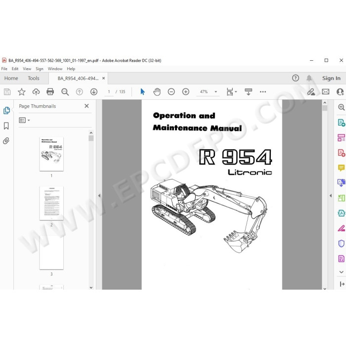 Liebherr Crawler Excavator R954 R954B R954C R964 R964B R974B Litronic Tier 2 service manual