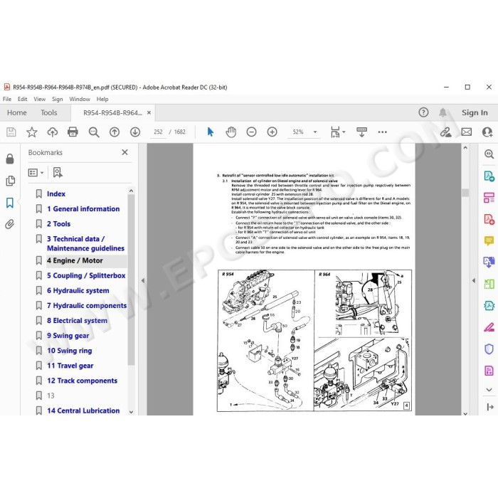 Liebherr Crawler Excavator R954 R954B R954C R964 R964B R974B Litronic Tier 2 service manual