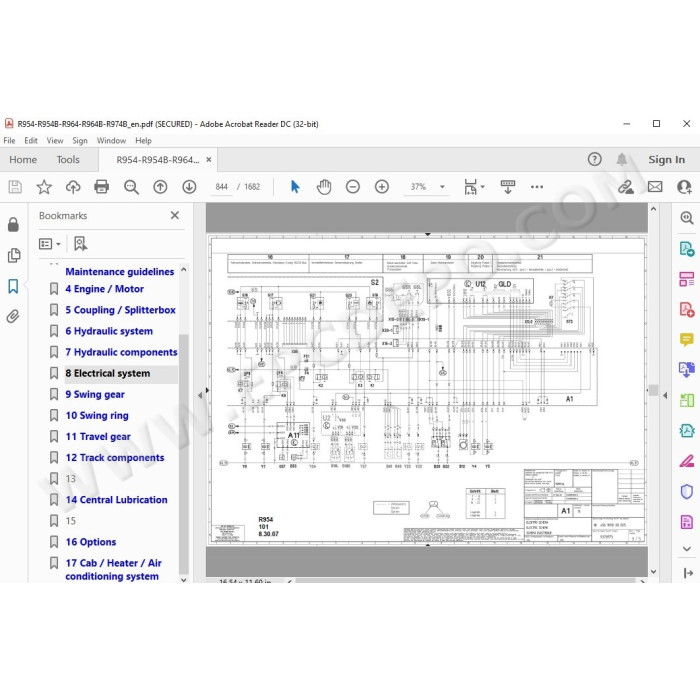 Liebherr Crawler Excavator R954 R954B R954C R964 R964B R974B Litronic Tier 2 service manual