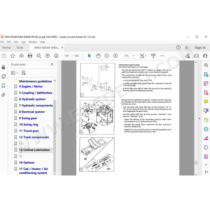Liebherr Crawler Excavator R954 R954B R954C R964 R964B R974B Litronic Tier 2 service manual