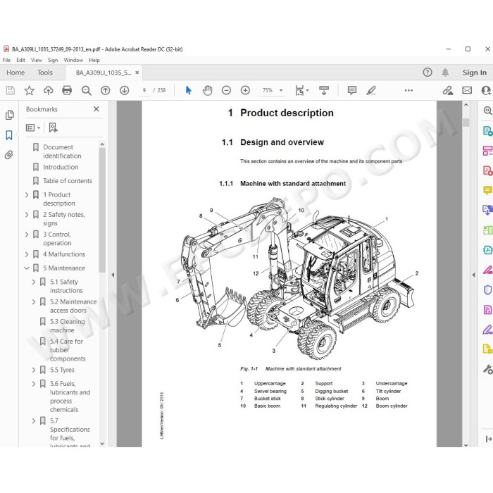 Liebherr Excavator A309 A311 A312 A314 A316 R313 R317 TCD Litronic Tier 3 service manual