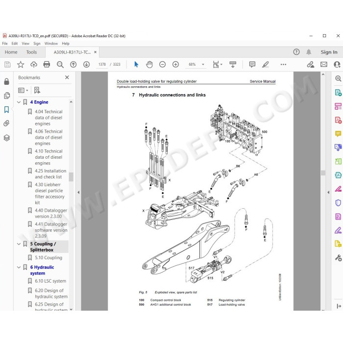 Liebherr Excavator A309 A311 A312 A314 A316 R313 R317 TCD Litronic Tier 3 service manual