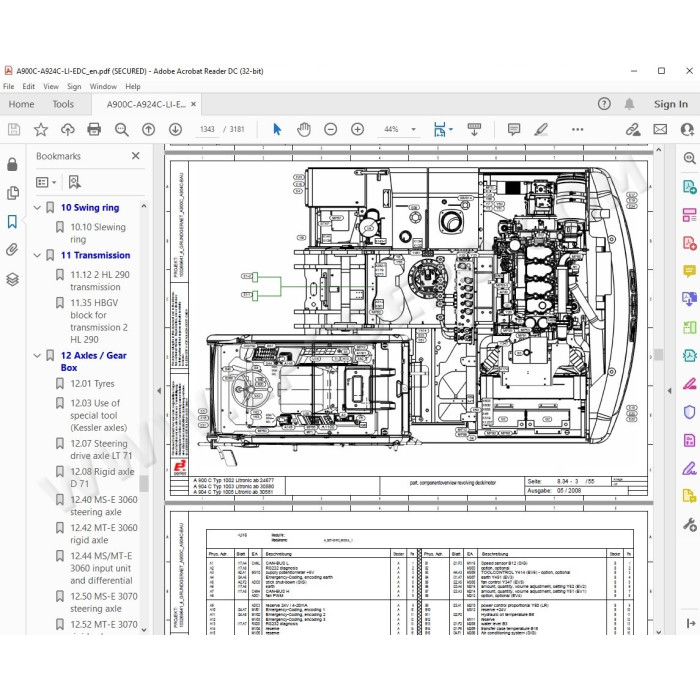 Liebherr Wheeled Excavator A900C A904C A914C A924C Litronic Tier 3 service manual