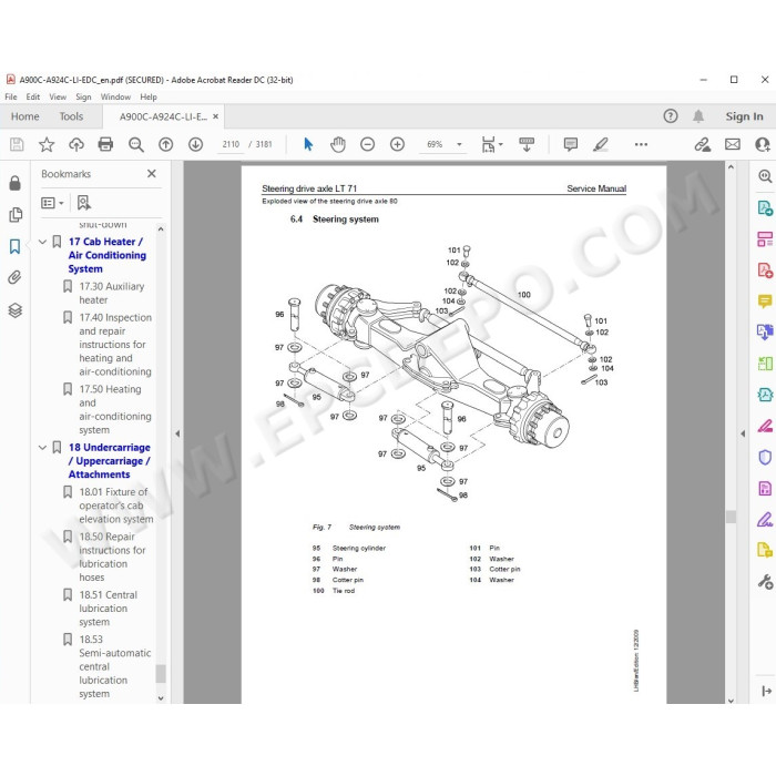 Liebherr Wheeled Excavator A900C A904C A914C A924C Litronic Tier 3 service manual