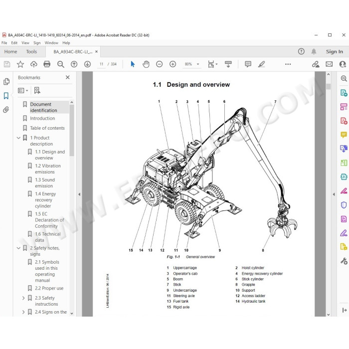 Liebherr Wheeled Excavator A934C A944C-HD A954C-HD Litronic Tier 3 service manual