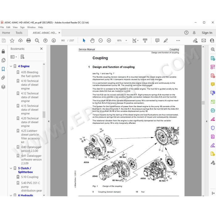 Liebherr Wheeled Excavator A934C A944C-HD A954C-HD Litronic Tier 3 service manual