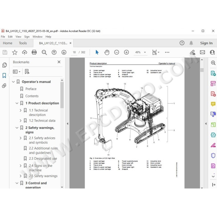 Liebherr Material Handling Excavator LH120 M / C Tier 3 service manual