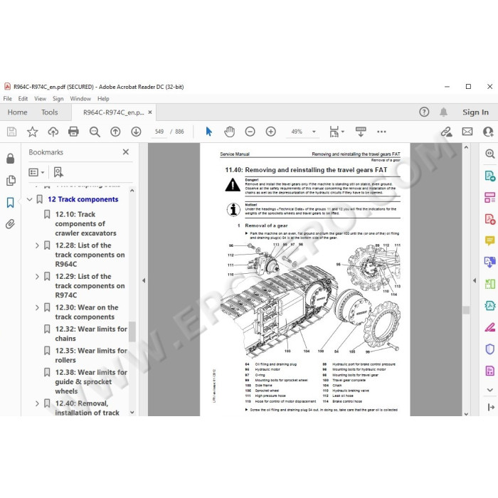 Liebherr Crawler Excavator R964C R974C Tier 3 service & repair manual