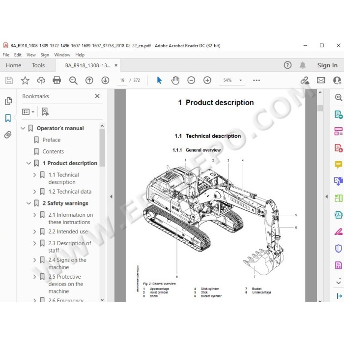 Liebherr Crawler Excavator R918 R920 R922 R924 R926 R936 R946 R950 Tier 4 service manual