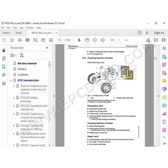 Liebherr Crawler Excavator R918 R920 R922 R924 R926 R936 R946 R950 Tier 4 service manual