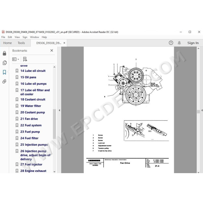 Liebherr Engine D9306 D9308 D9406 D9408 service & repair manual